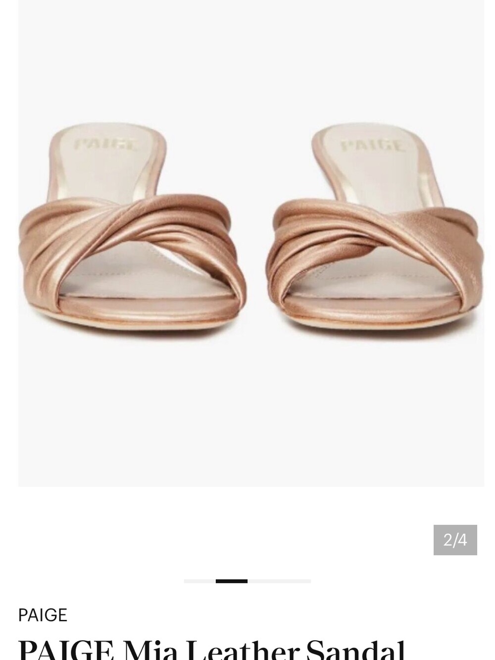 PAIGE Metallic Rose Gold Knotted Slide Sandal